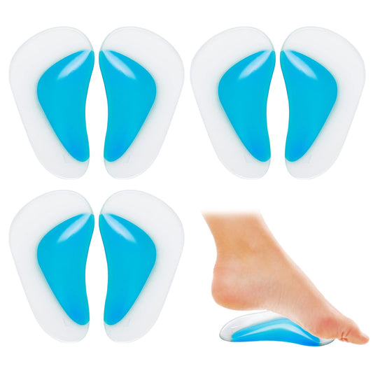 Sibba 3 Pairs Gel Arch Support Insoles, Orthotic Insoles Silicone Orthopedic Foot Insoles Arch Support Insoles Plantar Fasciitis Shoe Arch Support Gel High Heel Inserts Cushion Pads (Blue)