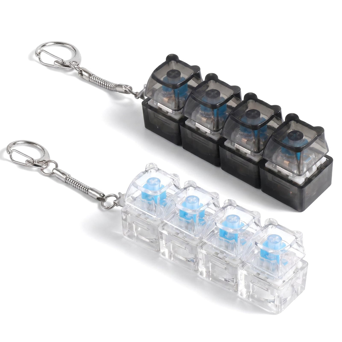 Gjinxi 2pcs Keyboard Fidget Toy Keychain Finger Clicker 4 in 1 for Adults