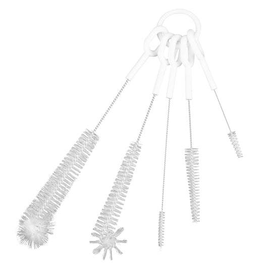Dimeho 5 Pcs Bottle Brush Straw Cleaner Set Extra Long Baby Bottle Cleaning Brushes Narrow Neck Cup Covers Brush for Keyboards Wine Decanter Versatile Tool Kit for Kitchen Office Sink