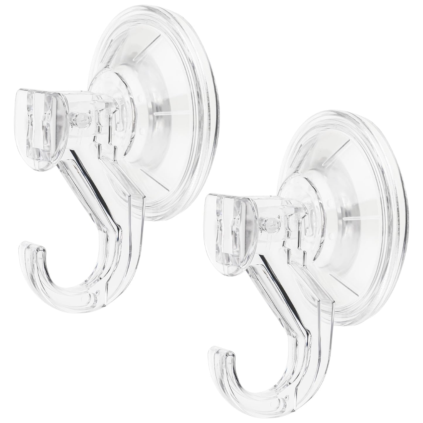 Suction Cup Hooks, 2 Pack Clear Heavy Duty Waterproof Reusable Shower Hooks, Removable Vacuum Suction Cup Hooks for Window, Glass Door, Hangers, Kitchen Tiles, Towel, Wall Decoration