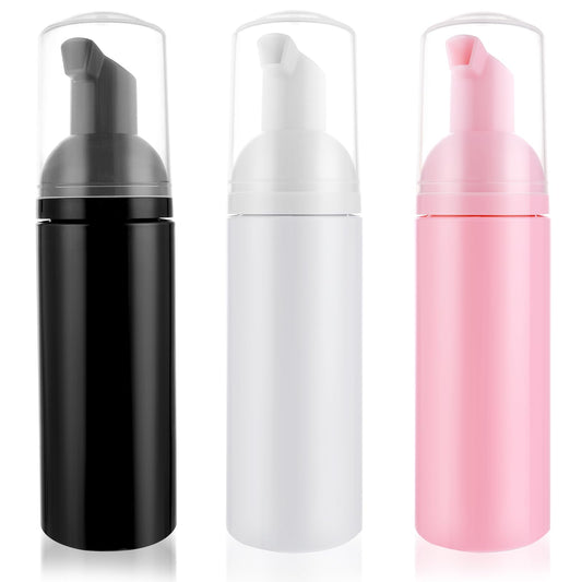 3Pcs Plastic Foam Pump Dispenser Bottle, 2 OZ Soap Foam Bottle, Empty Travel Foaming Dispenser Travel Foaming Hand Soap Bottle Small Refillable Foaming Dispenser for Hand Soap, Lash Cleanser, Shampoo