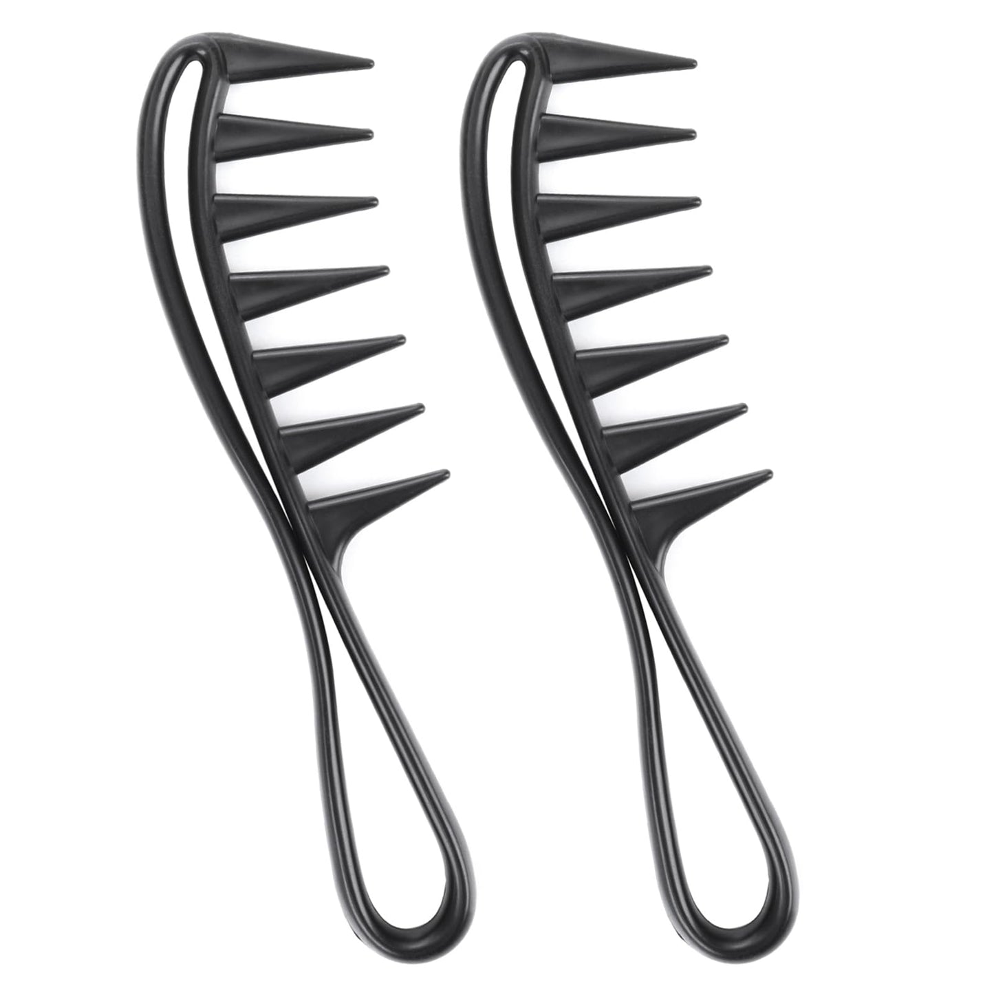 Wide Tooth Comb 2 PCS Curly Knotted Wavy Thick Thin Hair Care Massage Scalp Women Detangling Shower Wig Wet Brushing Large Smooth Grip Handle Detangle Plastic Pick Row Stylist Styling Tool Appliances