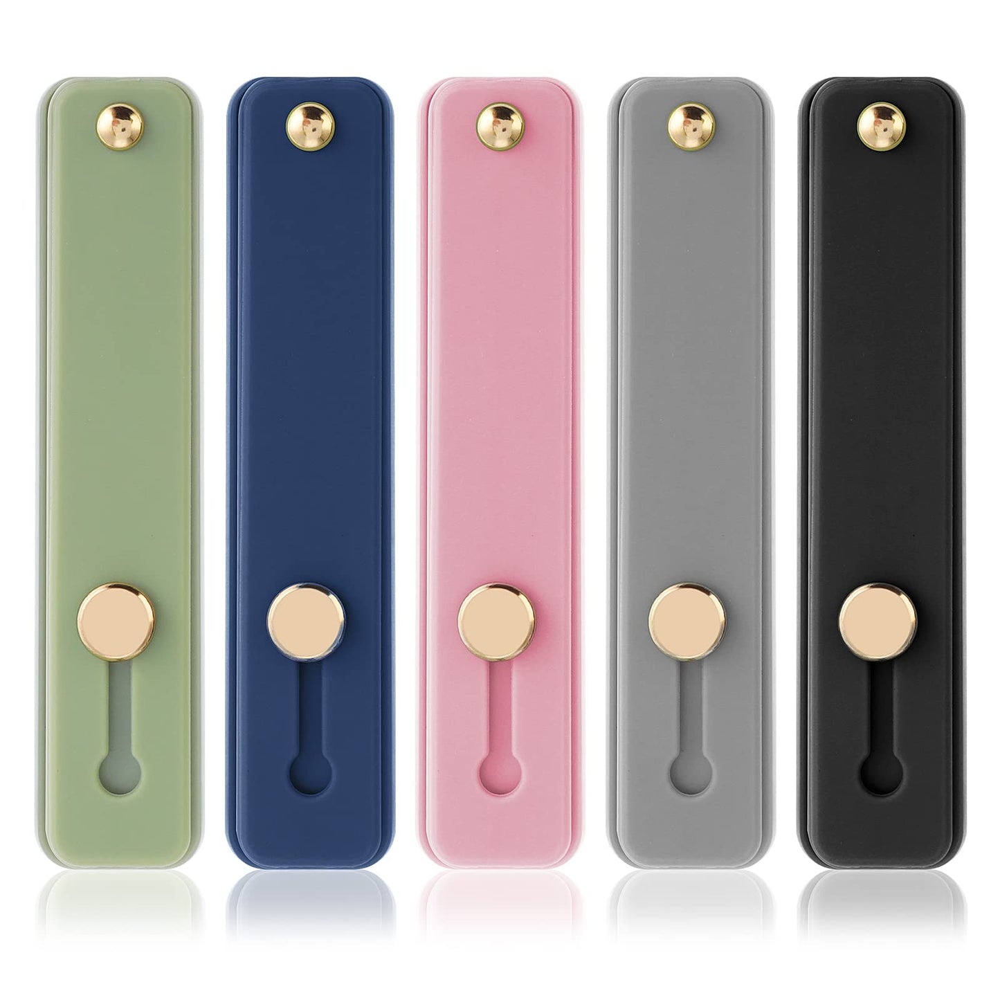 Sibba 5pcs Phone Strap Grip Holder Loop Finger Kickstand Strap Universal Telescopic Cell Mobile Phone Grips Stand Silicone Non-Slip Brackets Belt for Back of Most Smartphones (Multicolor Style A)