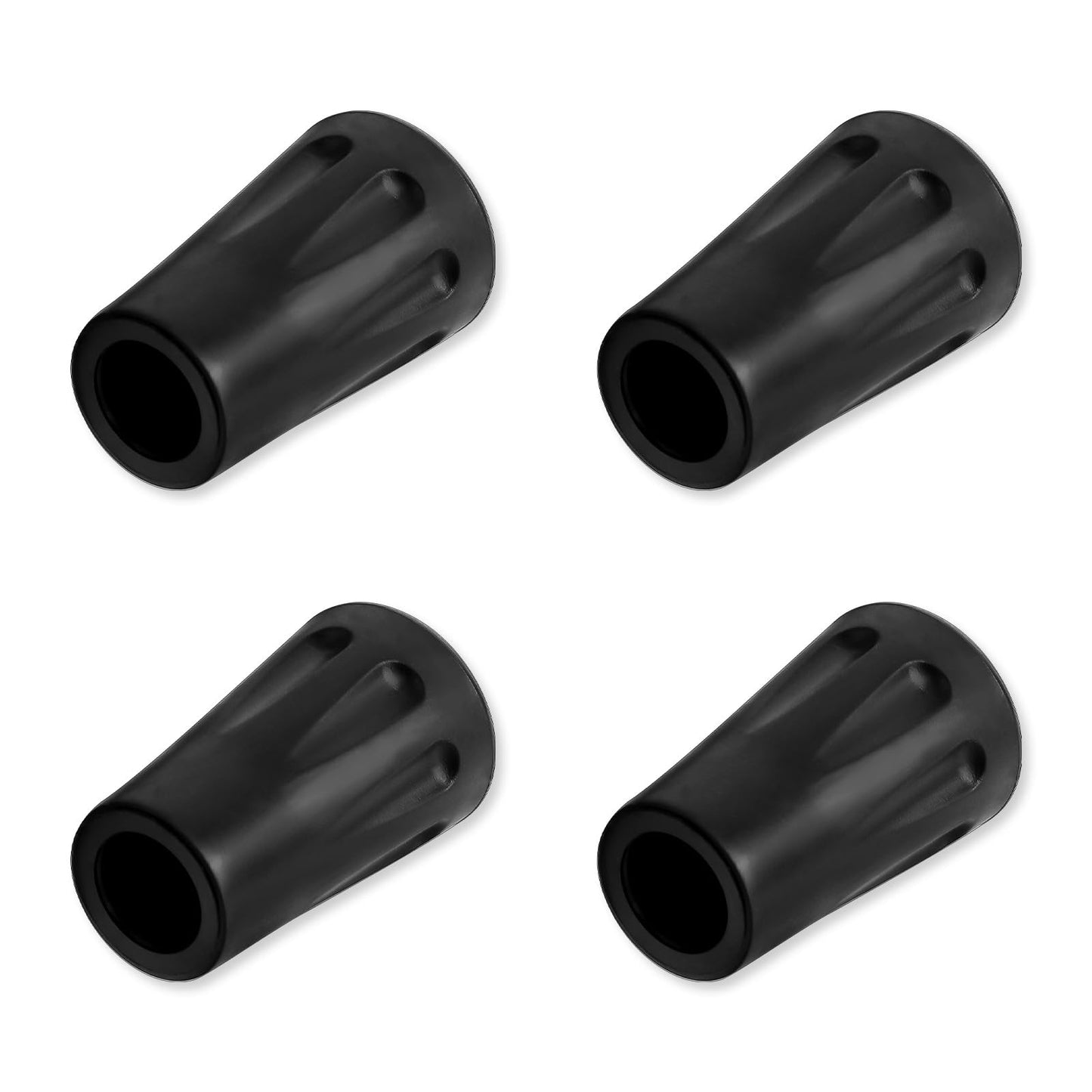 4Pcs Walking Stick Tips Rubber Trekking Pole Tips Replacement Black Rubber Feet Protectors Walking Hiking Cane Tips Accessories for Most Standard Walking Sticks Shock Absorbing Adds Grip Traction