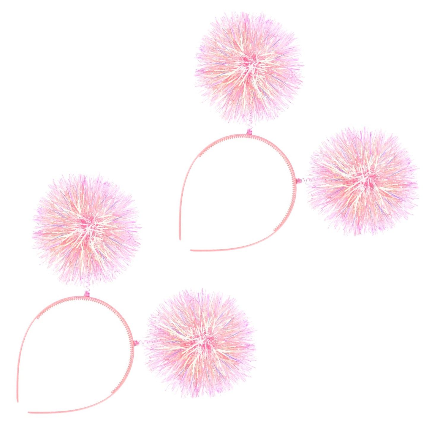 COMNICO 3 Pcs Pom Pom Headband Shiny Fashion Birthday Headband Sparkly Fluffy Ball Hair Hoops Antenna Headband for Women Girls Christmas Crazy Hair Day Rave Cosplay Fun Crazy Hat Accessories (pink)