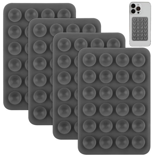 4Pcs Silicone Suction Phone Case Mount, Non Slip Suction Cup Phone Mount with Backing Mobile Fidget Mirror Holder for Selfies and Tiktok Videos Compatible with iPhone and Android Cases(Dark grey)