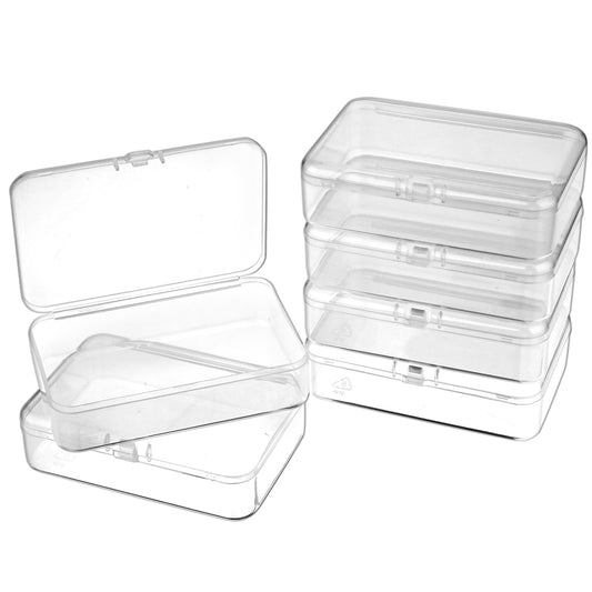 COMNICO 6 Pcs Small Plastic Storage Containers Bead Organizers with Lid Mini Portable Tackle Box Organizer Clear Craft Supply Case Crafts Accessories for Jewelry Small Items