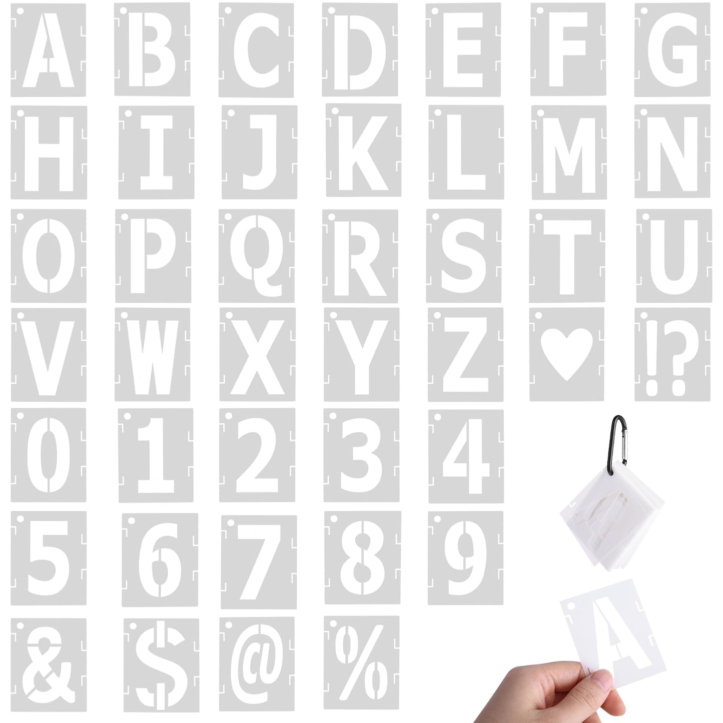 Sibba 42 Pcs Letter Stencils Symbol Numbers Craft Stencils 2 Inch Alphabet Number Stencils Templates with Signs for Painting On Wood Party Decoration Poster Making Wall Signage Reusable Alphabet