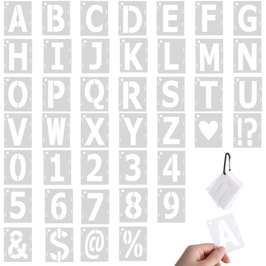 Sibba 42 Pcs Letter Stencils Symbol Numbers Craft Stencils 2 Inch Alphabet Number Stencils Templates with Signs for Painting On Wood Party Decoration Poster Making Wall Signage Reusable Alphabet
