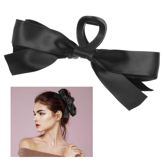 Bow Hair Claw Clip for Women, Black Bowknot Hair Claw Jaw Clip for Thick Thin Hair, Big Nonslip Bows Hair Barrette for Birthday Party Show Christmas Thanksgiving