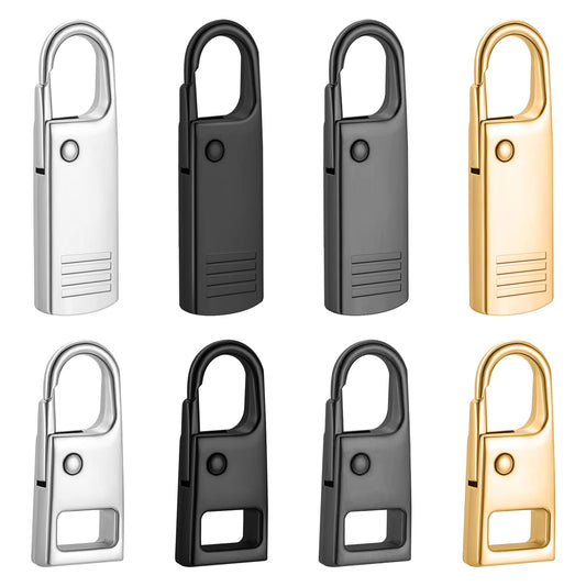 8 PCS Zipper Pulls Zipper Replacement Sliders Detachable Zipper Pull Tabs Zipper Extender Universal Metal Zipper Handle Repair Kit for Suitcase Luggage Clothing Jacket Coat Backpack Wallet Boot