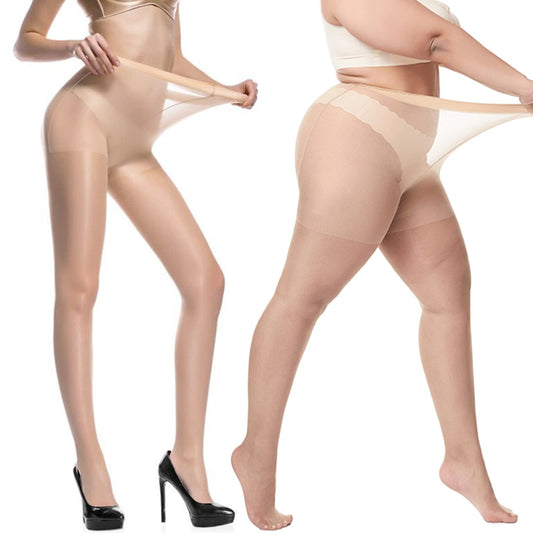 Sibba 2 Pairs Sheer Tights for Women 20D Ultra Thin Pantyhose Control Top Soft Panty Hose High Waist Reinforced Toes Plus Size Run Resistant Shaping Tight Comfort Stretch Long Socks (60-120KG/Nude)