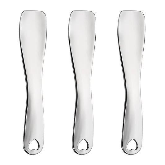 Sibba 3 PCS Facial Spatula Massage Eye Roller Dark Circles Skincare Tool Face Cream Lotion Makeup Stainless Steel Applicator Wand Neck Lines Beauty Instrument Stick Spoon Device