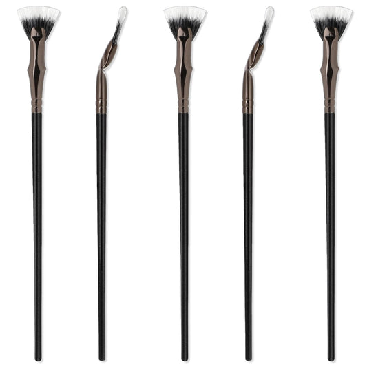 COMNICO Mascara Fan Brush for Lashes 5 Pcs Folding Angle Scalloped Lash Brush Eyebrow Brush Mascara Scalloped Brush Makeup Tool for Eye Lash