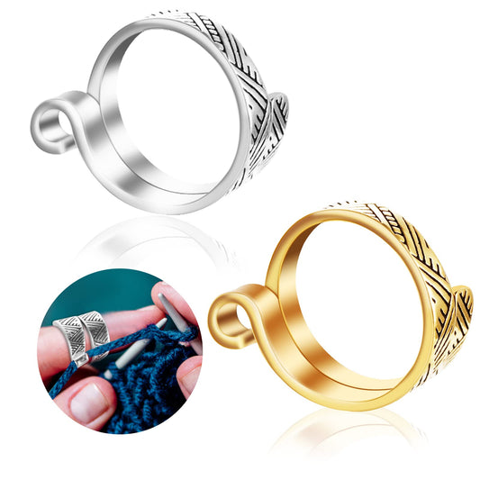 Sibba Knitting Crochet Ring Supplies 2 PCS Blocking Board for Finger Yarn Guide Fixing Line Accessories Crocheting Rings Holder Thimble with Pins Tags Items Adjustable Loop (2 PCS Multi-colored)