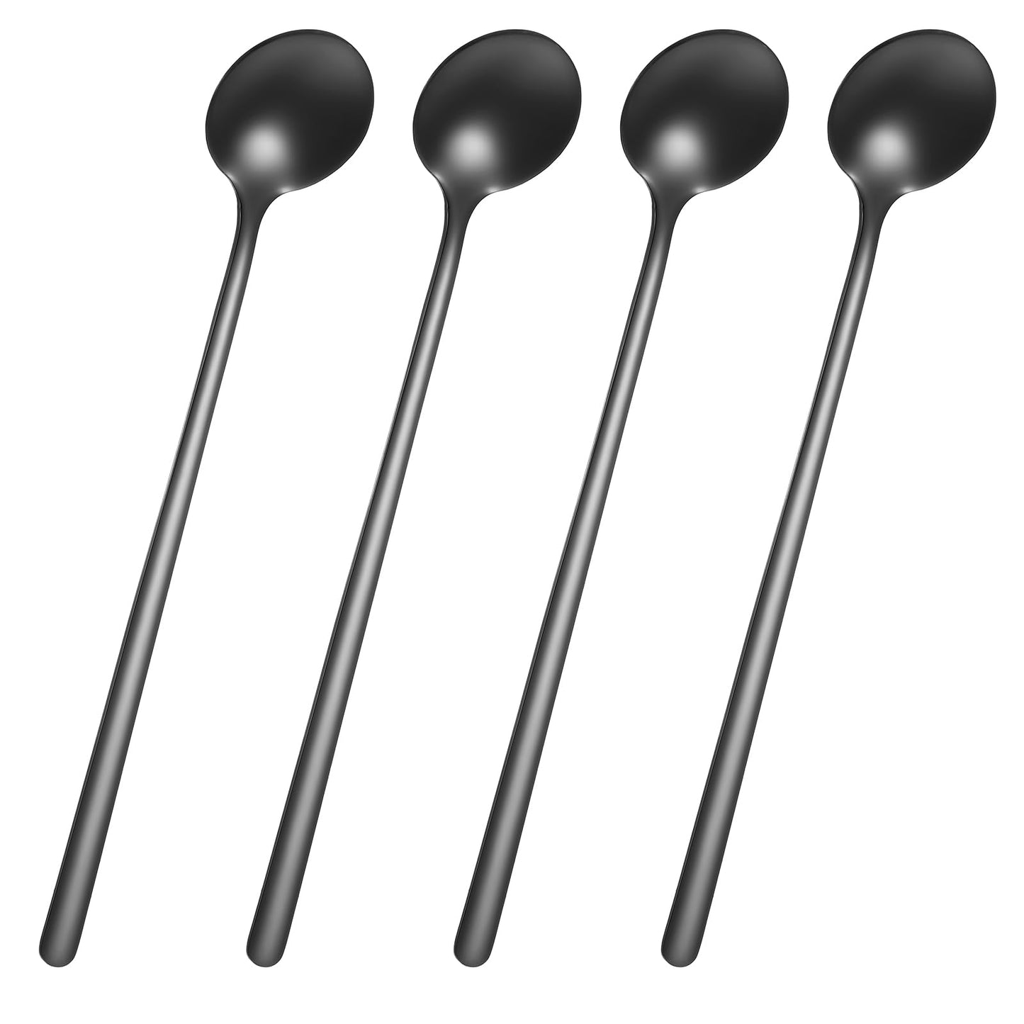 4Pcs Coffee Spoons Set 6.7" Matte Black Tea Spoons Long Handle Stirring Spoons Stainless Steel Small Teaspoons Espresso Spoons Cute Dessert Spoon for Bar Sugar Cake Ice Cream Soup Antipasto Cappuccino