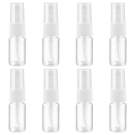 Sibba 8Pcs Spray Bottles, 10ML Mini Travel Spray Bottles, 1.2 Inches Refillable Fine Mist Sprayer Bottle, Transparent Plastic Atomiser for Essential Oil, Cosmetic, Perfume