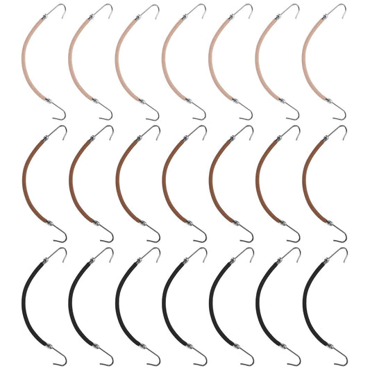COMNICO Elastic Hair Ties with Hook Clips, 21pcs Ponytail Holder Hooks Hair Clips Cord Styling Elastic Band with Hook for Women Girls Thick Curly Hair Long Hair Styling Black Apricot Coffee