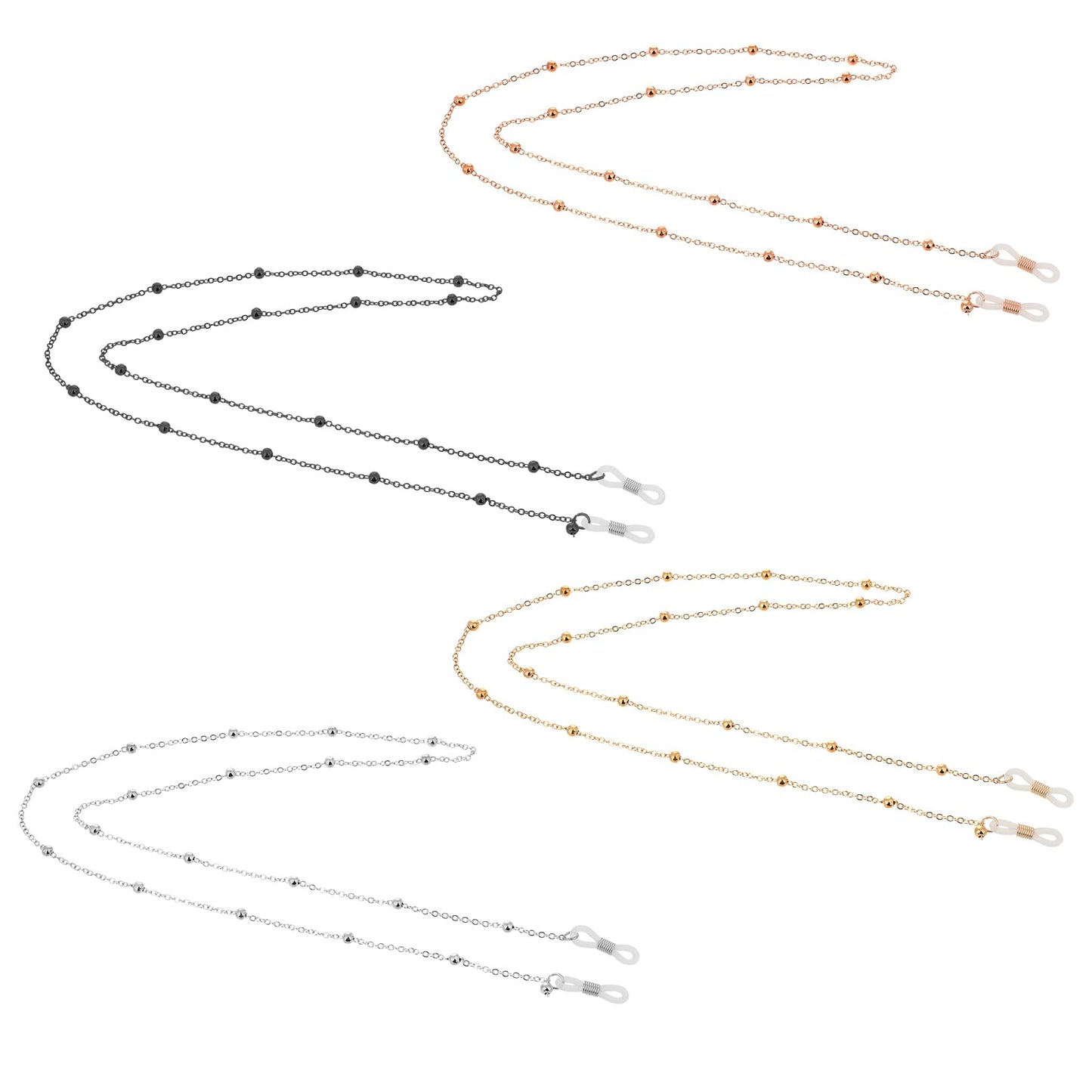 COMNICO Eyeglasses Chain for Women, 4 Pcs Beaded Sunglasses Eye Glasses Strap Holders Necklace Around Neck Eyewear Chain Glasses Cord Reading Lanyard for Women Men Girls