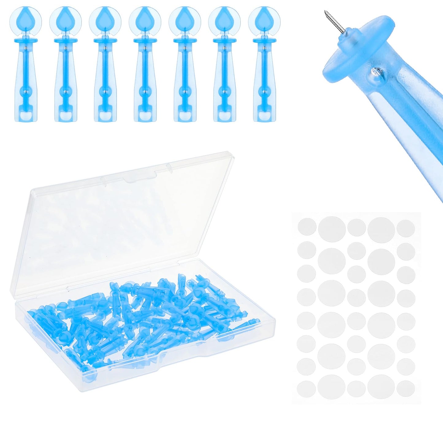 Blackhead Blemish Remover, 50 Pcs Disposable Acne Needles and 72 Dots Acne Pimple Stickers Comedone Removal Pimple Popper Whitehead Blackhead Remover Set for Nose Face Skin Beauty Salon Home