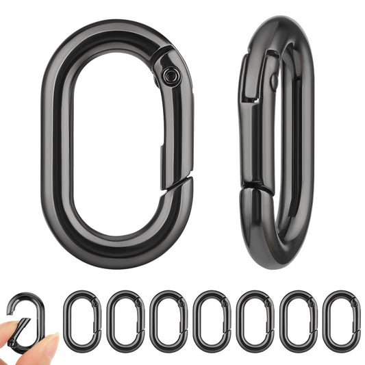 10 PCS Oval Carabiner Metal Open Snap Hooks Clip Spring Keyring Buckle Heavy Duty Chain Connector Wallet Chain Link Hardware Accessories for Bag Pet Collar Paracord Lanyard Outdoor Camping Hiking