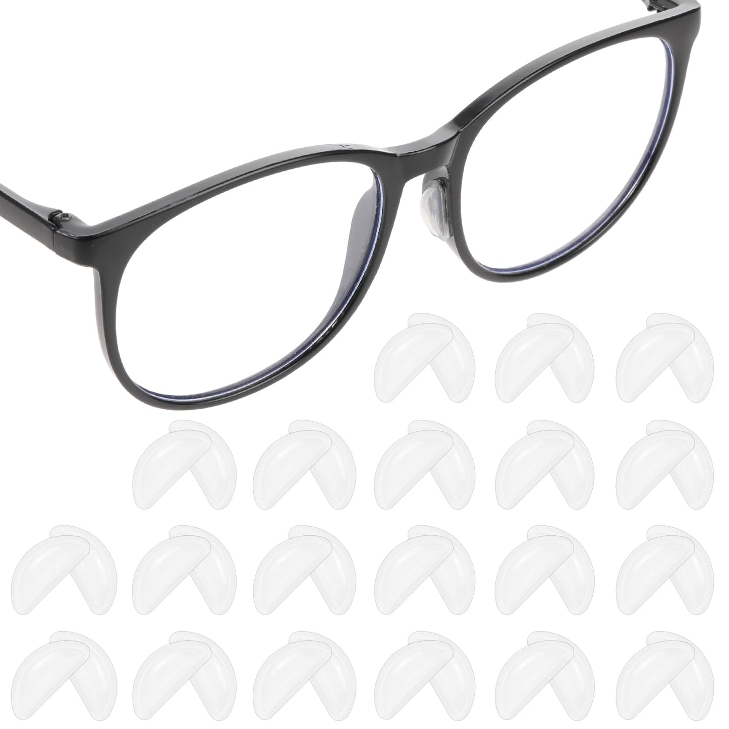 COMNICO Eyeglass Nose Pads, 20 Pairs Silicone Anti-Slip Glasses Nose Grips with Air Bag Clear Adhesive Air Chamber Cushion for Reading Glasses Sunglasses Eyeglasses(White)