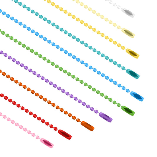 COMNICO 100PCS Ball Beads Chain, Colorful Metal Chain Necklace Ball Chain with Connectors Keychains for Hanging Ornament Decoration Accessories Jewelry Making DIY Crafts