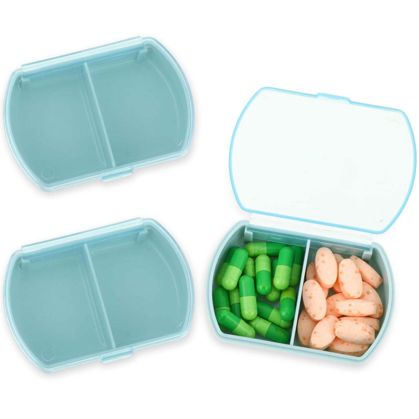 Sibba Pill Organizer 2 PCS Medicine Case Box Medication Holder Kit Daily Supplement Storage Container Portable for Pocket Pillbox Cases Bottle Compact Vitamin Dispenser 7 Day Holders Travel