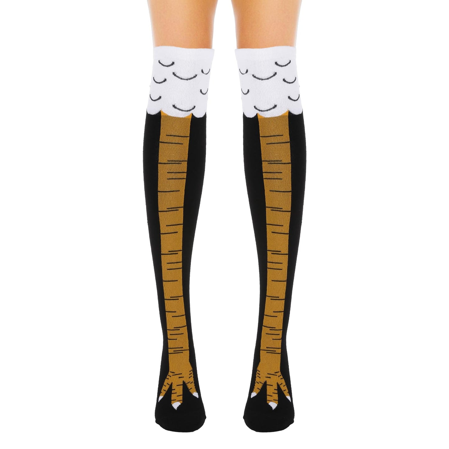 COMNICO Chicken Leg Socks 1 Pair 24 Inches Crazy Novelty Thanksgiving Turkey Animal Feet Claw Knee High Chicken Lady Stockings Adult Humor Party Funny Gifts for Women Men Kids