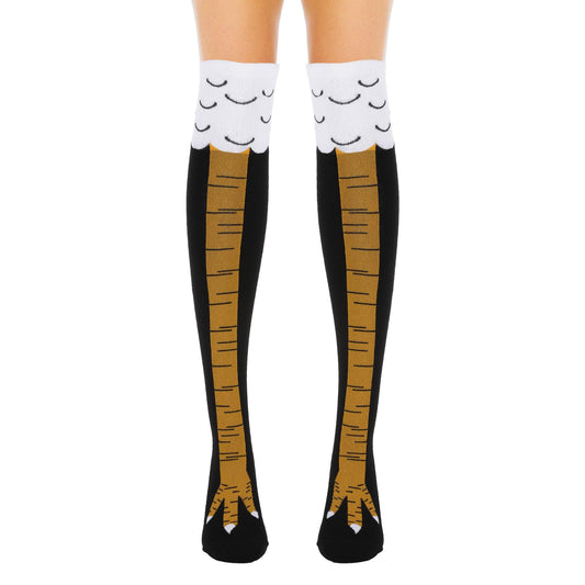 COMNICO Chicken Leg Socks 1 Pair 24 Inches Crazy Novelty Thanksgiving Turkey Animal Feet Claw Knee High Chicken Lady Stockings Adult Humor Party Funny Gifts for Women Men Kids
