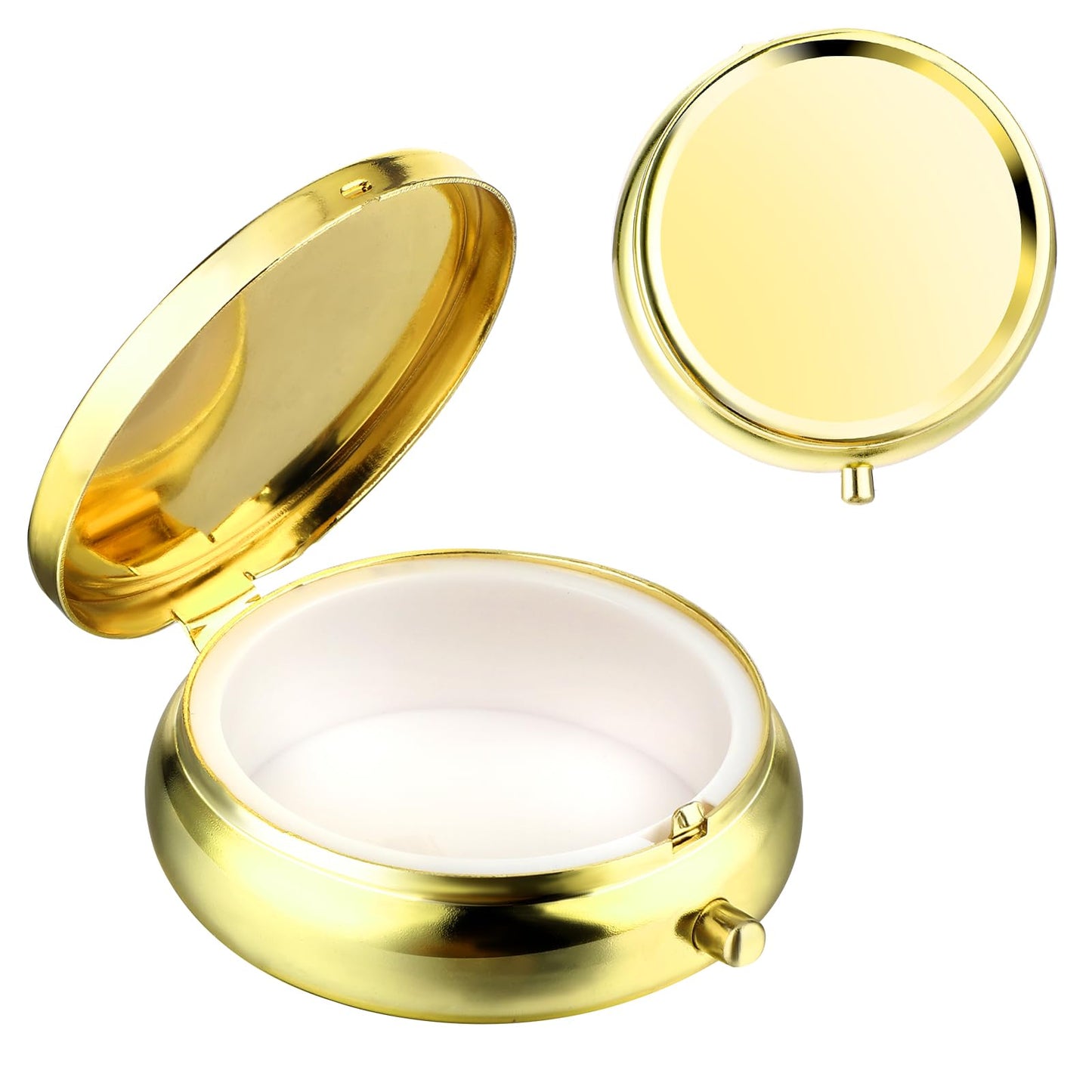 Sibba Portable Medicine Pill Case, Travel Multi-Functional Moisture Proof Pill Box for Purse & Pocket, Cute Metal Medicine Pill Organizer Box for Vitamins, Fish Oil & Supplements(Gold)
