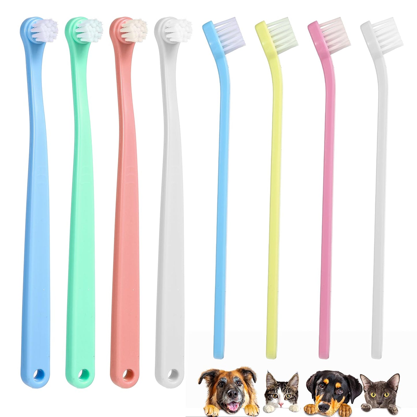 Wanmu 8Pcs Cat Toothbrush, Small Dog & Cat Teeth Cleaning, Soft Bristle Puppy Tooth Brush, Kitten Tooth Brushing Kit, Dental Care Supplies for Tiny Puppy Kitty Reduce Tartar Formation & Bad Breath