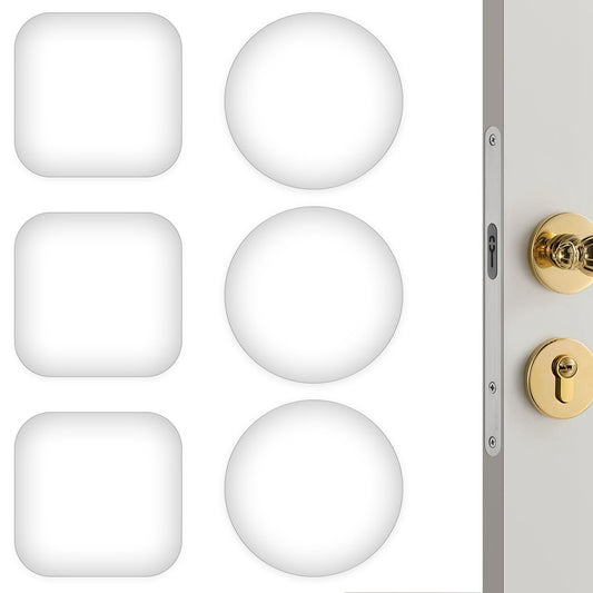 White Door Stoppers 6Pcs Wall Protector Guard Door Bumper with Strong Back Adhesive Wall Shield Cushion Shock Absorbent Wall Silencer from Door Knobs for Home Office Cover Damage Protect Wall Surface