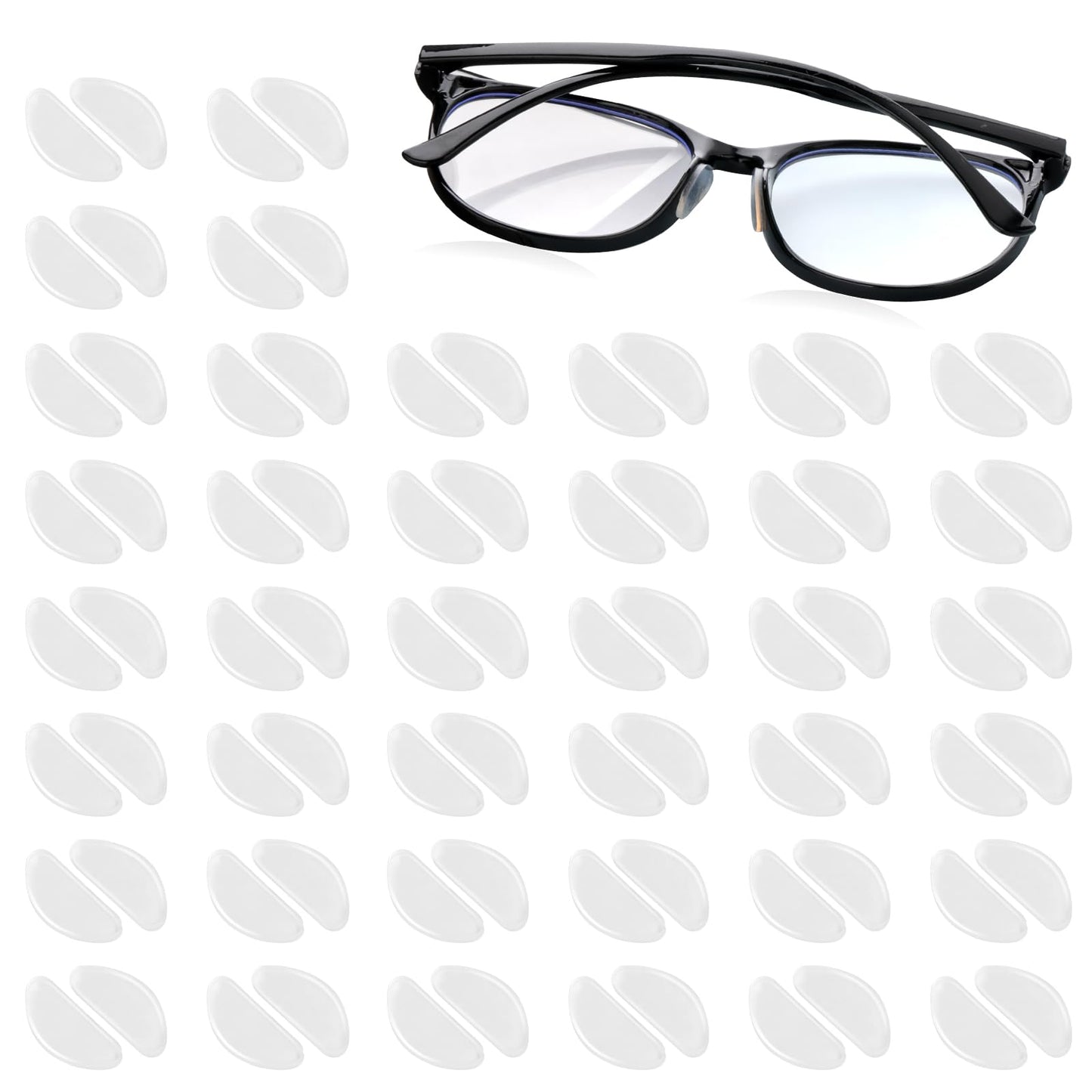 COMNICO 40 Pairs Eyeglasses Nose Pads, Anti-Slip Adhesive Contoured Silicone Clear Glasses Replacement Nosepads for Glasses Sunglasses Eye Wear (Transparent, 1mm Ultra-Thin)(40pairs)