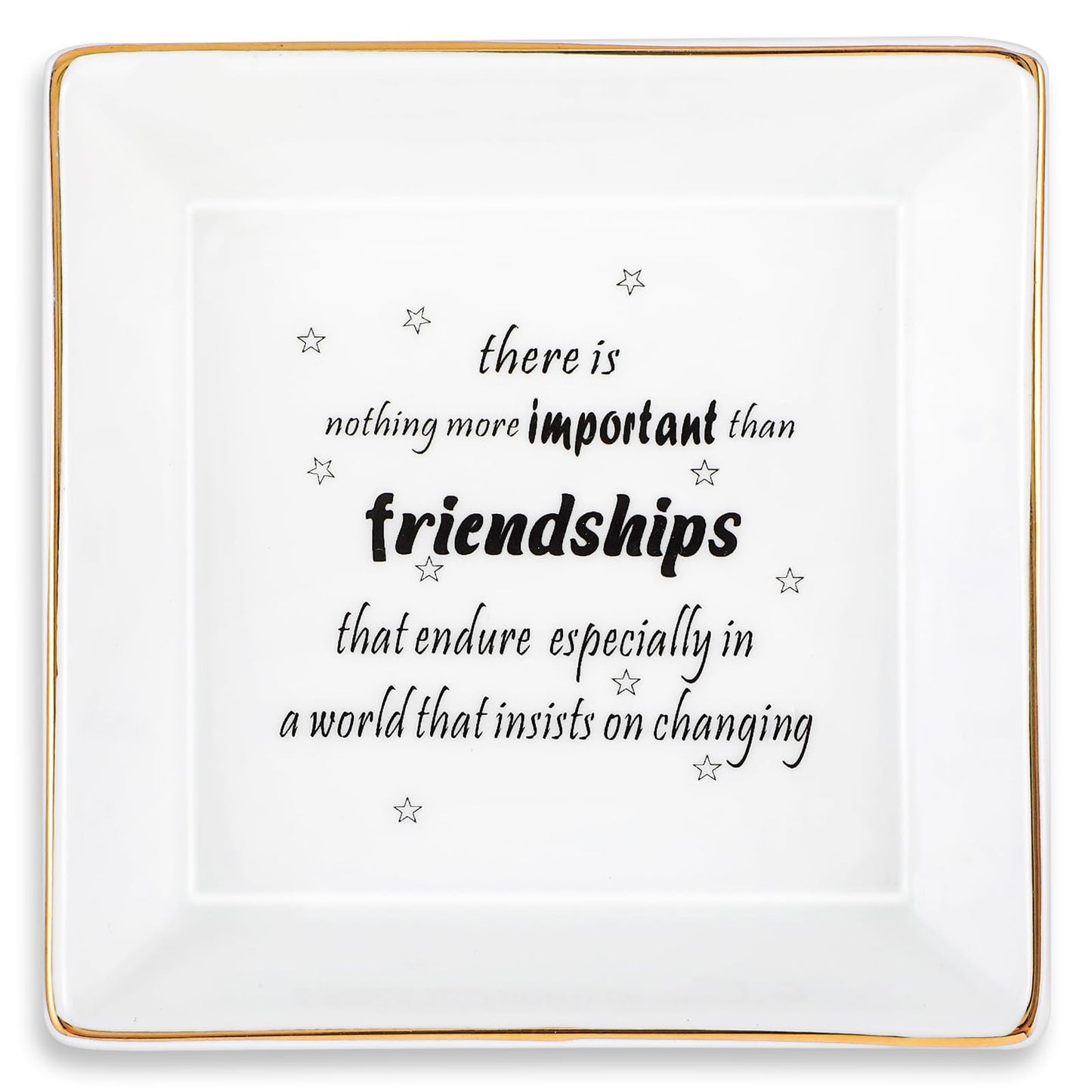 COMNICO Ceramic Ring Dish Jewelry Tray, 1Pcs Female Ring Trinket Dish Decorative Jewelry Tray for Mom Sister Friends Our Friendship is Endless Unique Female Friend Birthday Christmas Accessories