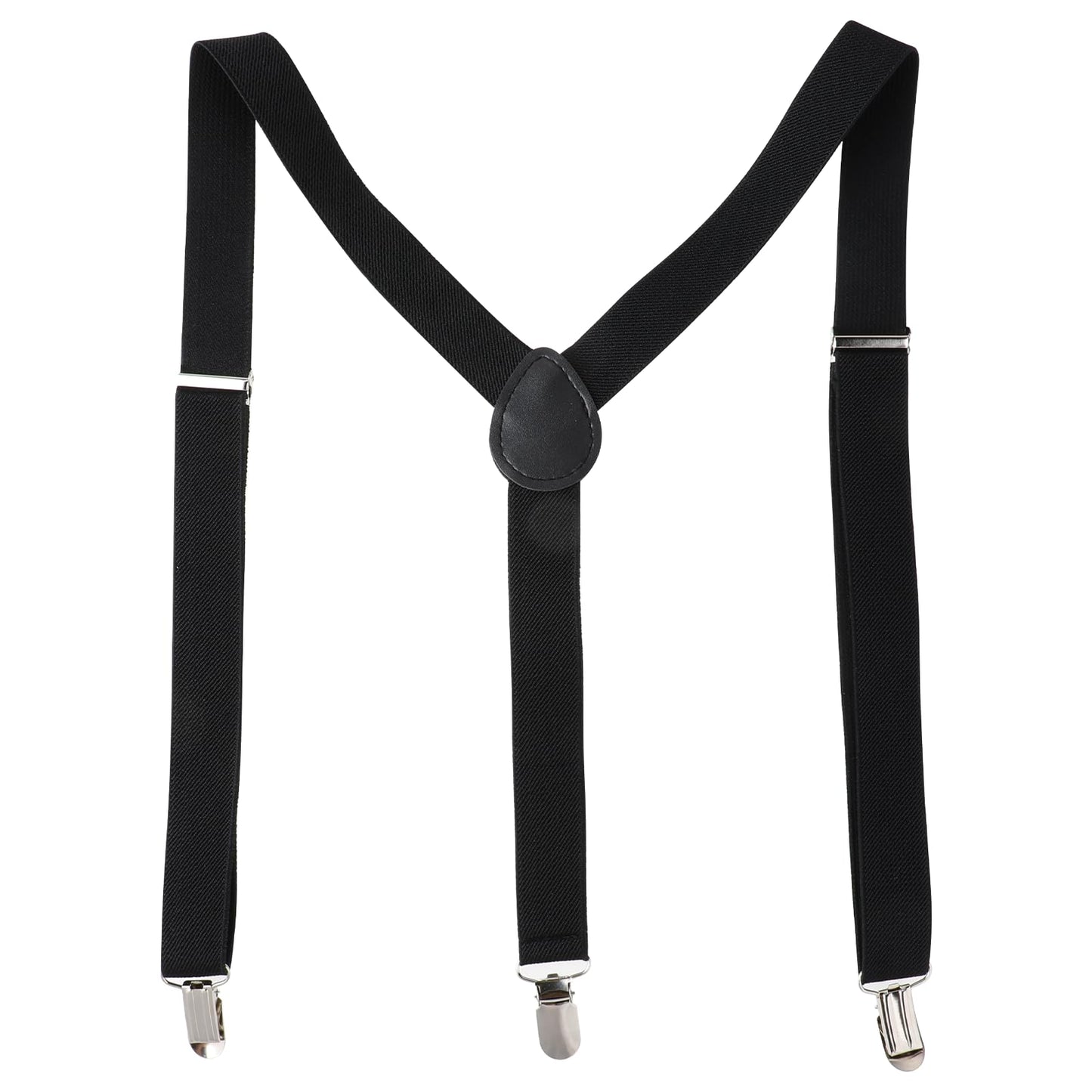 COMNICO Men's Suspender Elasticity Adjustable Y Back Style Solid Color Braces with 3 Strong Metal Clips Extendable Shirt Keepers for Men and Women (Black)