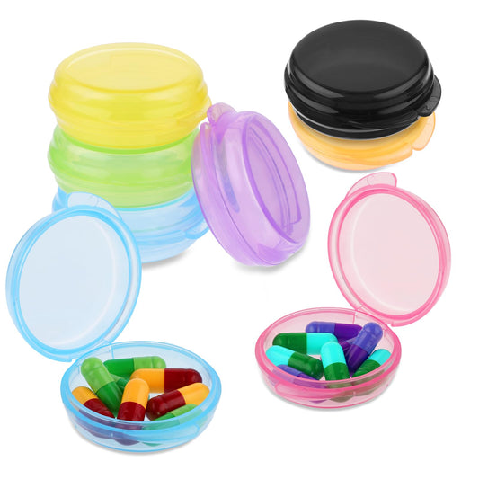 8pcs Small Pill Box Cute Portable Pill Case Travel Pills Organizer Box Medicine Dispenser Earplug Container Vitamin Holder Liver Oil Storage Case for Women Men Pocket Purse Briefcase