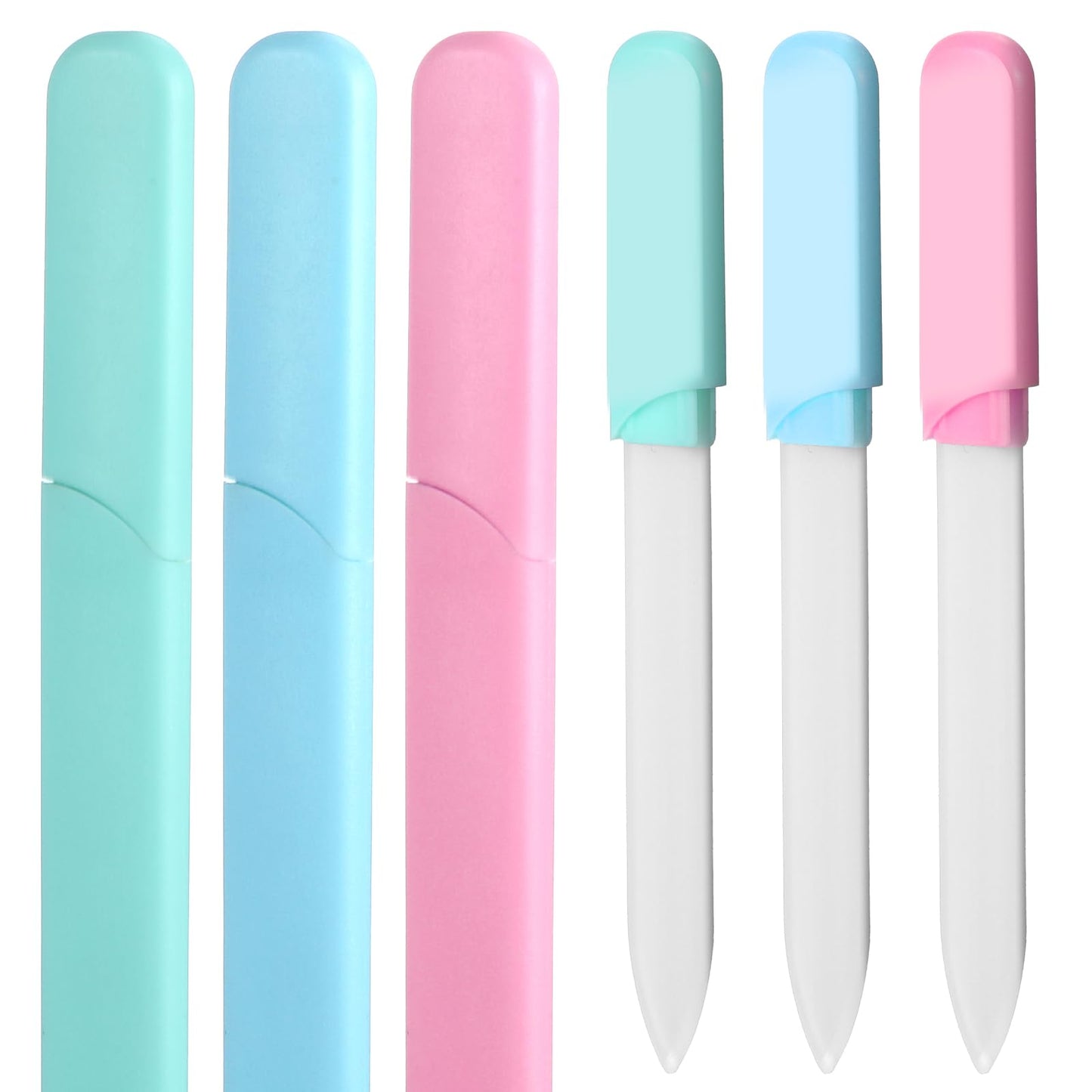 Wanmu Pack of 3 Professional Nail Files, Glass Nail Files, Fingernail File with Case, Double-Sided Crystal Surface, Nail Files, Professional Manicure Tool for Women
