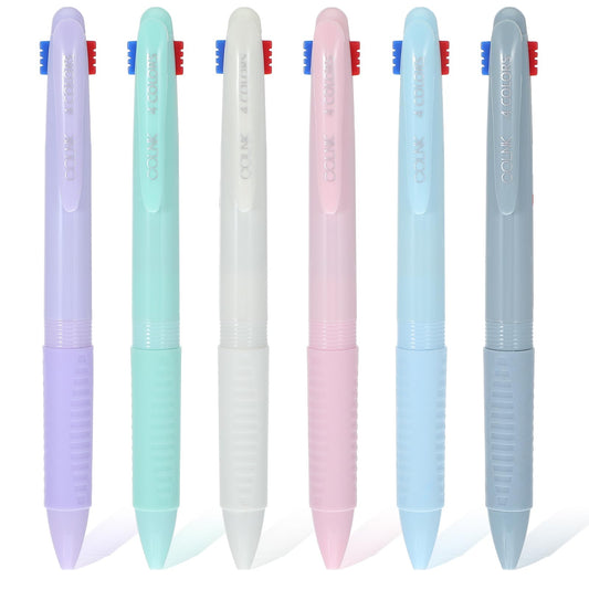 Wanmu Multicolor Pen in One, 6 Pcs Multicolor Ball Point Pens, 4-in-1 Colored Pens, 0.5mm Fine Point Multi Ink Pens, 4-Color Pen for School, Student, Office Supplies,Nurse Note Taking