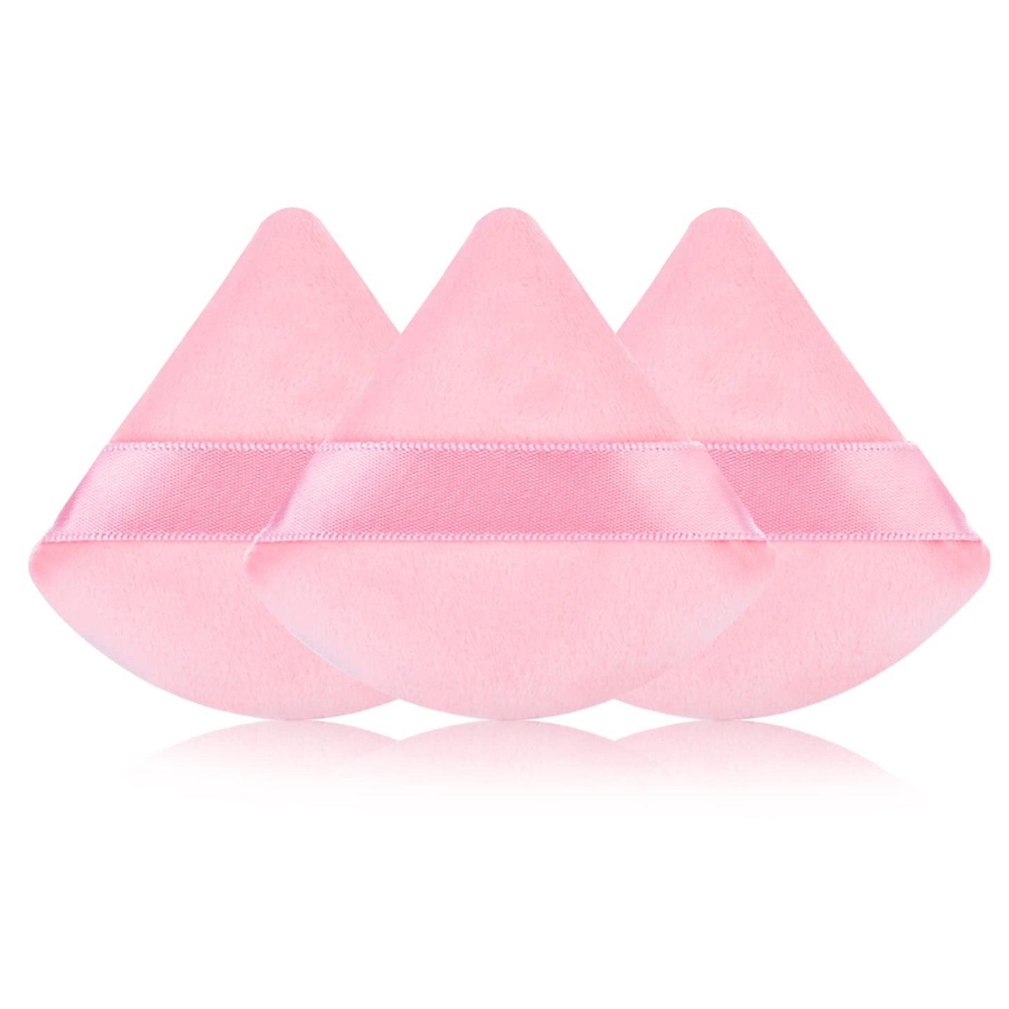 Sibba 3 Pieces Powder Puff Triangle Shape Face Makeup Puff for Loose Powder Foundation Soft Cosmetic Sponge Wet and Dry Powder Puff Pads Large Body Cotton Powder Cushion Puffs(Pink)