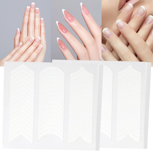 Sibba 36 Pcs French Manicure Nail Stickers Strips Self-Adhesive Nail Design Tools Nail Tape Curved Nail Tips Gel Nail Stickers for DIY Decoration Stencil Tools (Style A) (Style B)