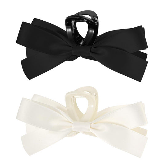 2Pcs Bow Hair Claw Clip for Women Girls, Nonslip Bow Hair Barrette for Thin Thick Curly Long Hair, Big Bow-knot Hair Clips Clamps Fashin Hair Styling Accessories
