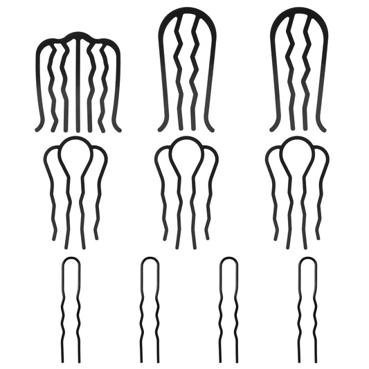 COMNICO 10 Pieces French Hair Side Twist Combs, U Shaped Metal Hair Fork Clip Vintage Styling Teeth Hair Pins Stick Accessories for Updo Bun Women Girls Bridal Wedding Veil Fine Hair Fixer Tool