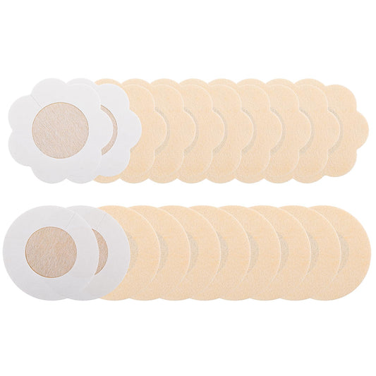 40Pcs Nipple Covers for Women Girls, Sibba Disposable Breast Covers, Round Shaped Nipple Cover Pasties, Self-Adhesive Bra Pad, No Show Non-woven Fabric Breast Petals Stickers(10 rounds and 10 petals)
