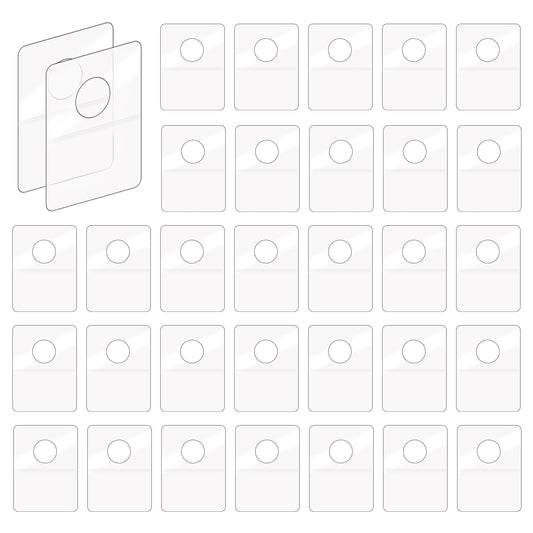 COMNICO 312 Pcs Hang Tabs Self Adhesive Folding Hang Tabs Plastic Round Hole Sticky Hanging Tabs Heavy Duty Display Tags for Wall Hanging Store Retail Small Sale Items Hole Stickers (1.2 x 0.9 Inch)