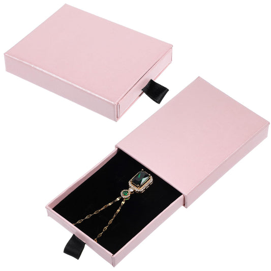 Wanmu 2Pcs Jewelry Gift Boxes, 3.54 × 2.76 × 0.67Inch Small Gift Boxes, Cardboard Jewelry Boxes, Empty Jewellery Boxes, Drawer Type Jewelry Organizer Box for Bracelets Necklaces Earrings Ring(Pink)