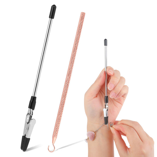COMNICO Bracelet Helper Tool, 2 Pcs Wearing Tool Aid Assistance Bracelet Helper to Put on Yourself Aid Hook and Clips Jewelry Fastening Tools for Necklace Bracelet Watch Zippers Crafts Adjustment