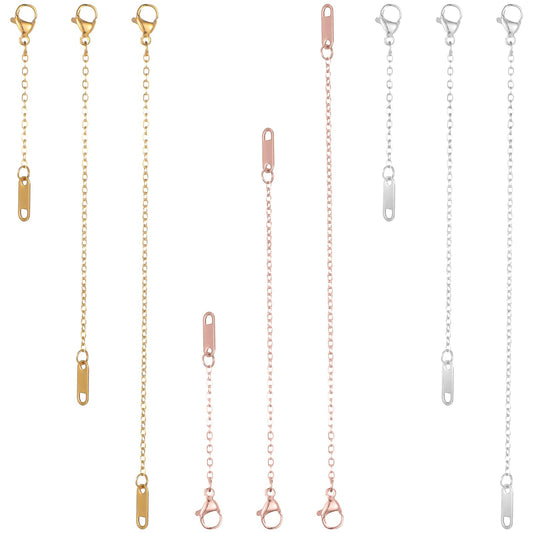 Dimeho 9 Pcs Necklace Extender Strong Durable Jewelry Chain Silver Gold Color Extention Lobster Clasp for Women Anklet Bracelet Key Chain Making 2", 4", 6" Long