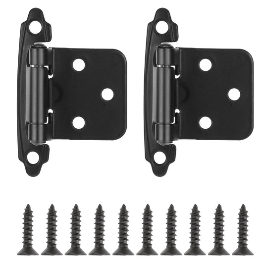 2 Pcs Black Cabinet Hinges, 2.7 Inch Inset Kitchen Cabinet Hinges Self Closing Cabinet Hinges Face Frame Semi Concealed Kitchen Cabinet Hinges for Flush Mount Kitchen Cabinet Door