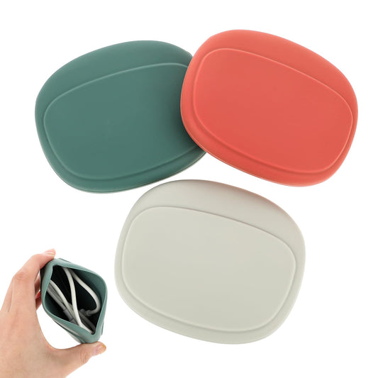 COMNICO 3 PCS Silicone Headphone Organizer Data Cable Storage Case Portable Mini Key Box Cord Organizer Pouch Bag Purse Travel Accessories Home or Workplace Lipstick Winder Holder Keeper